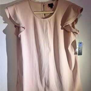 Worthington Blouse Rose Smoke White Flutter Sleeve Top XL